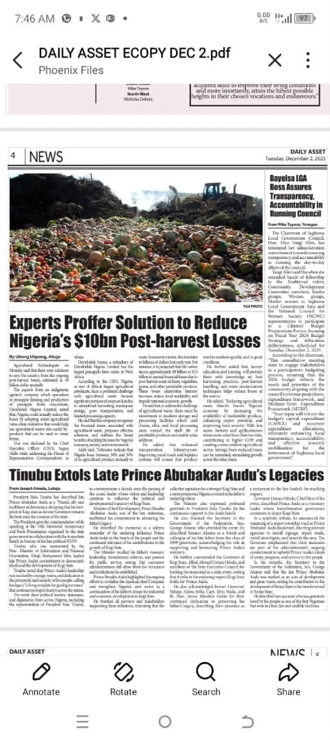 Daily Asset newspaper clipping