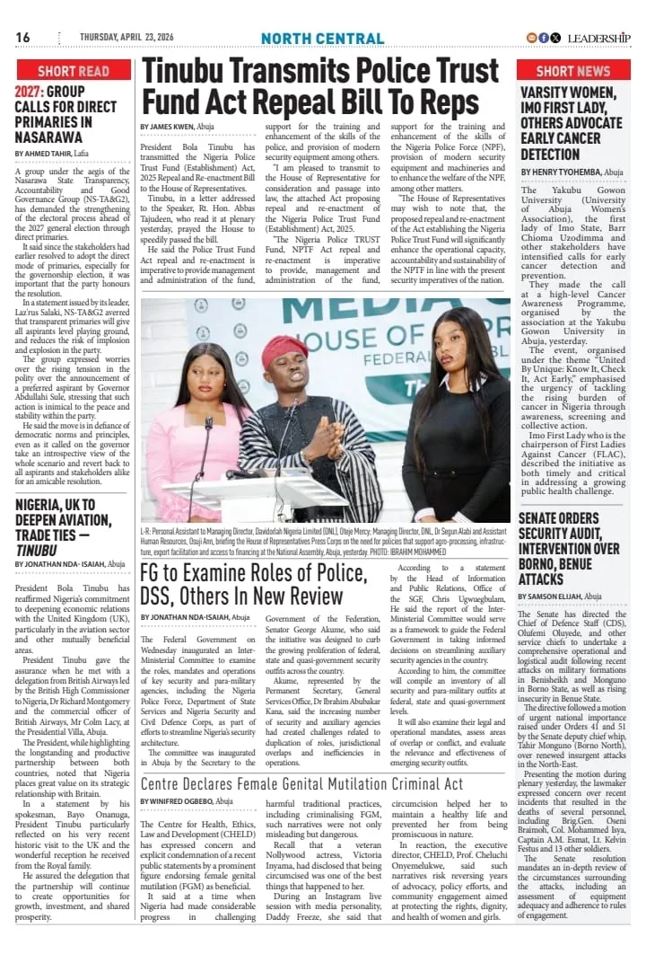 Leadership newspaper clipping