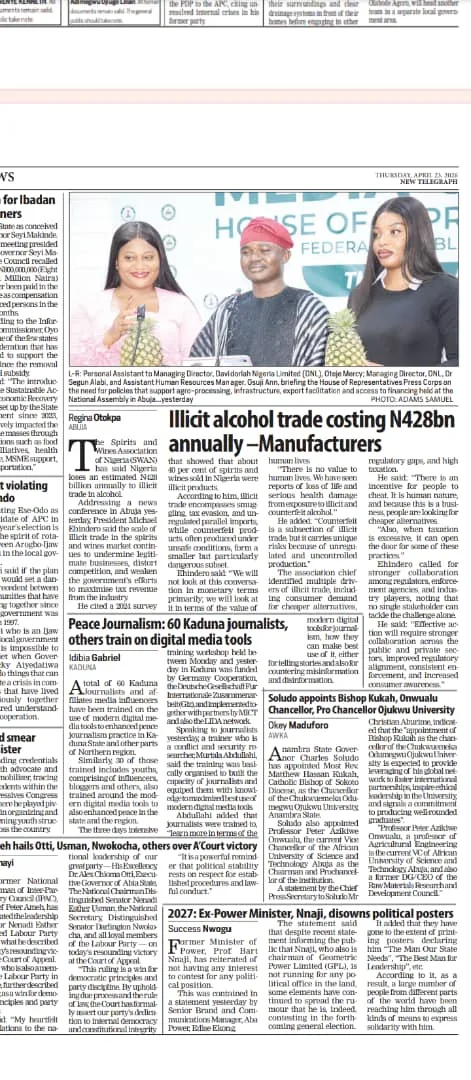New Telegraph newspaper clipping