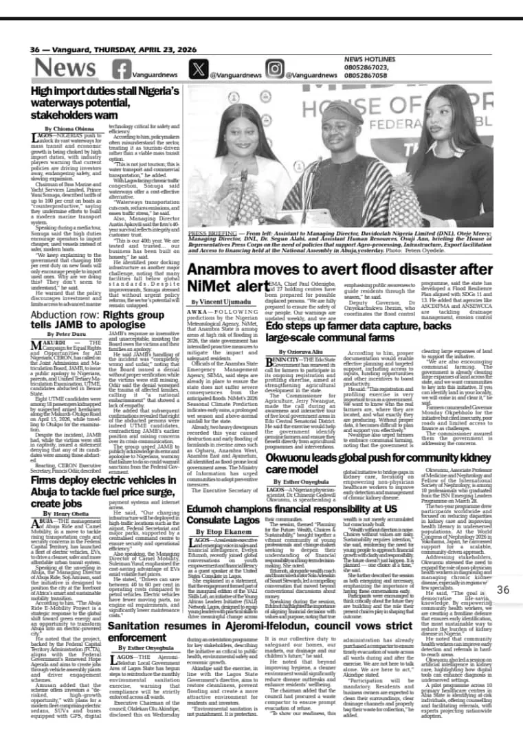 Vanguard newspaper clipping